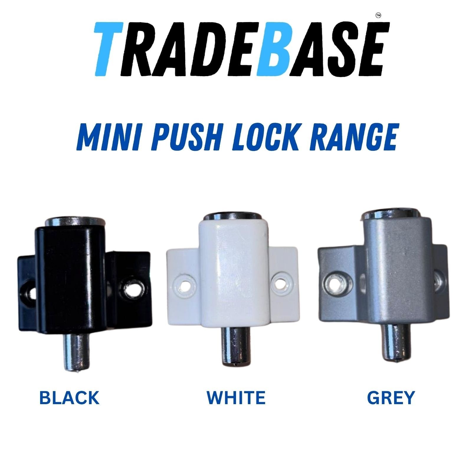 TradeBase Mini Push Lock Window | Door | Silver Grey