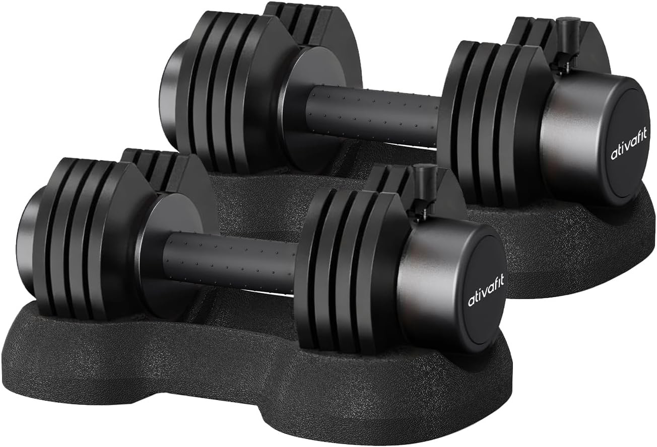 Adjustable Dumbbell Set 5-88LB with Safety Lock & Storage Box for Home Gym