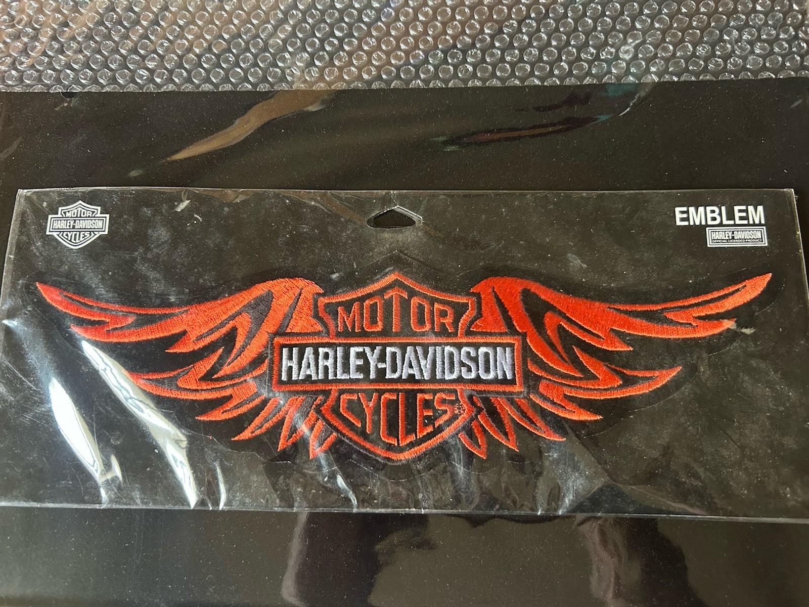 Harley Davidson Orange Bar & Shield Wings Emblem Large Sew On Patch Motorcycle