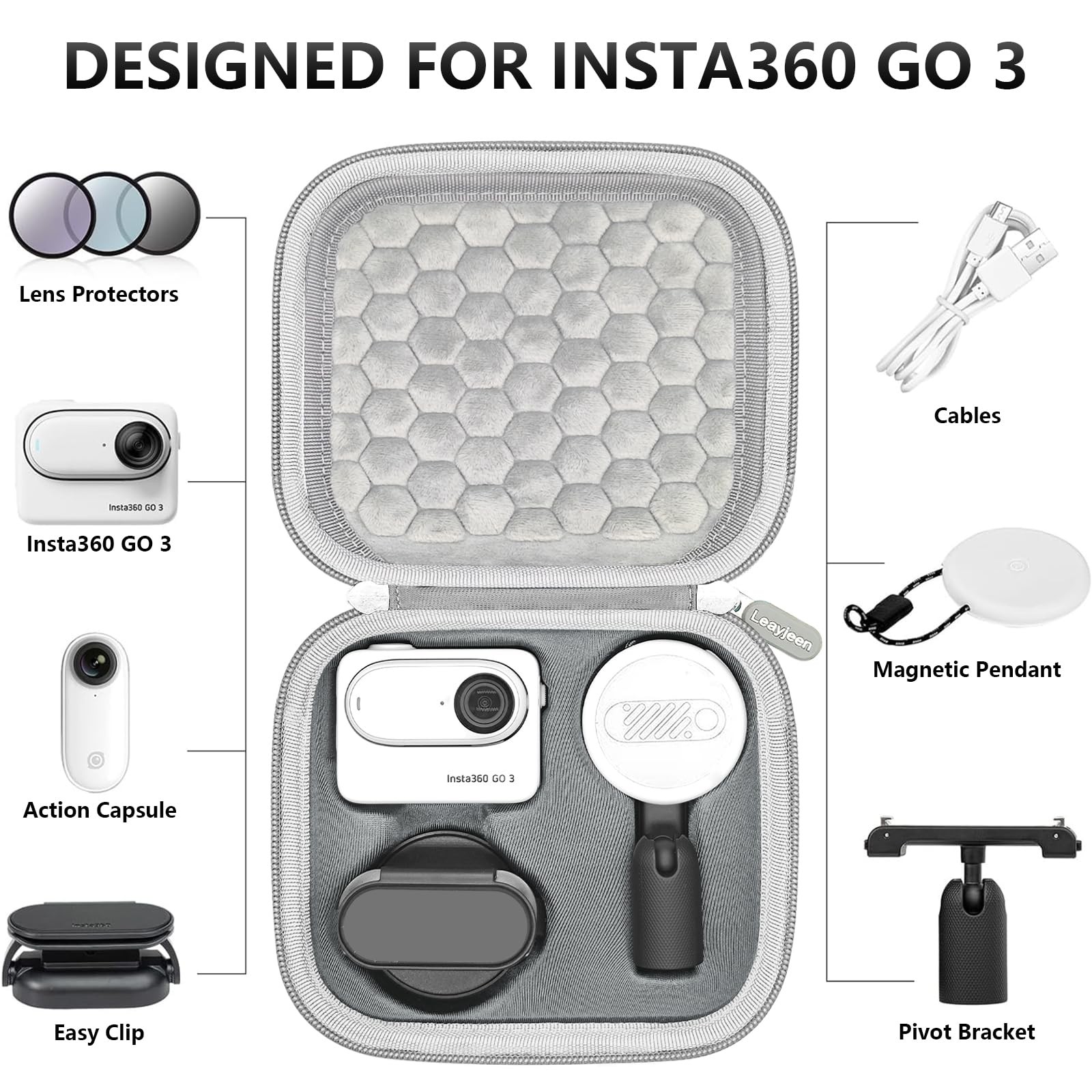 White Protective Carrying Case for Insta360 GO 3S GO 3 Action Camera