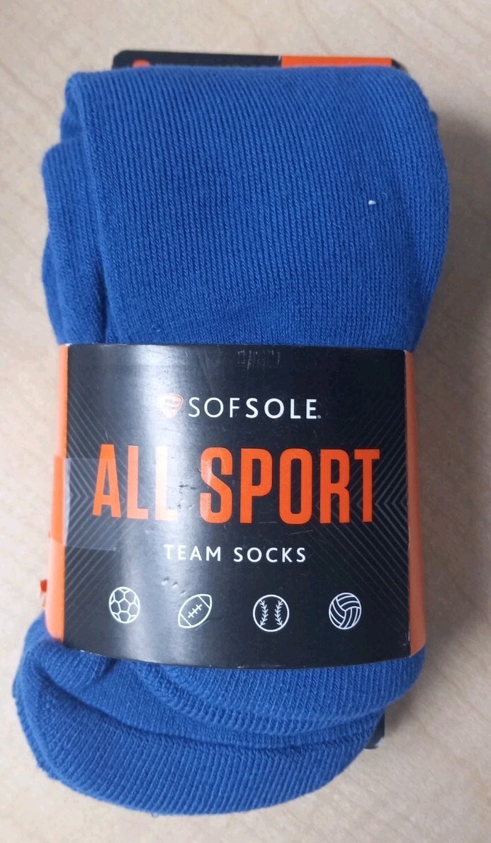 SOF SOL Athletic Performance Sock 2 PR. BLUE LARGE UNISEX WOMEN 10-13 MEN 8-12.5