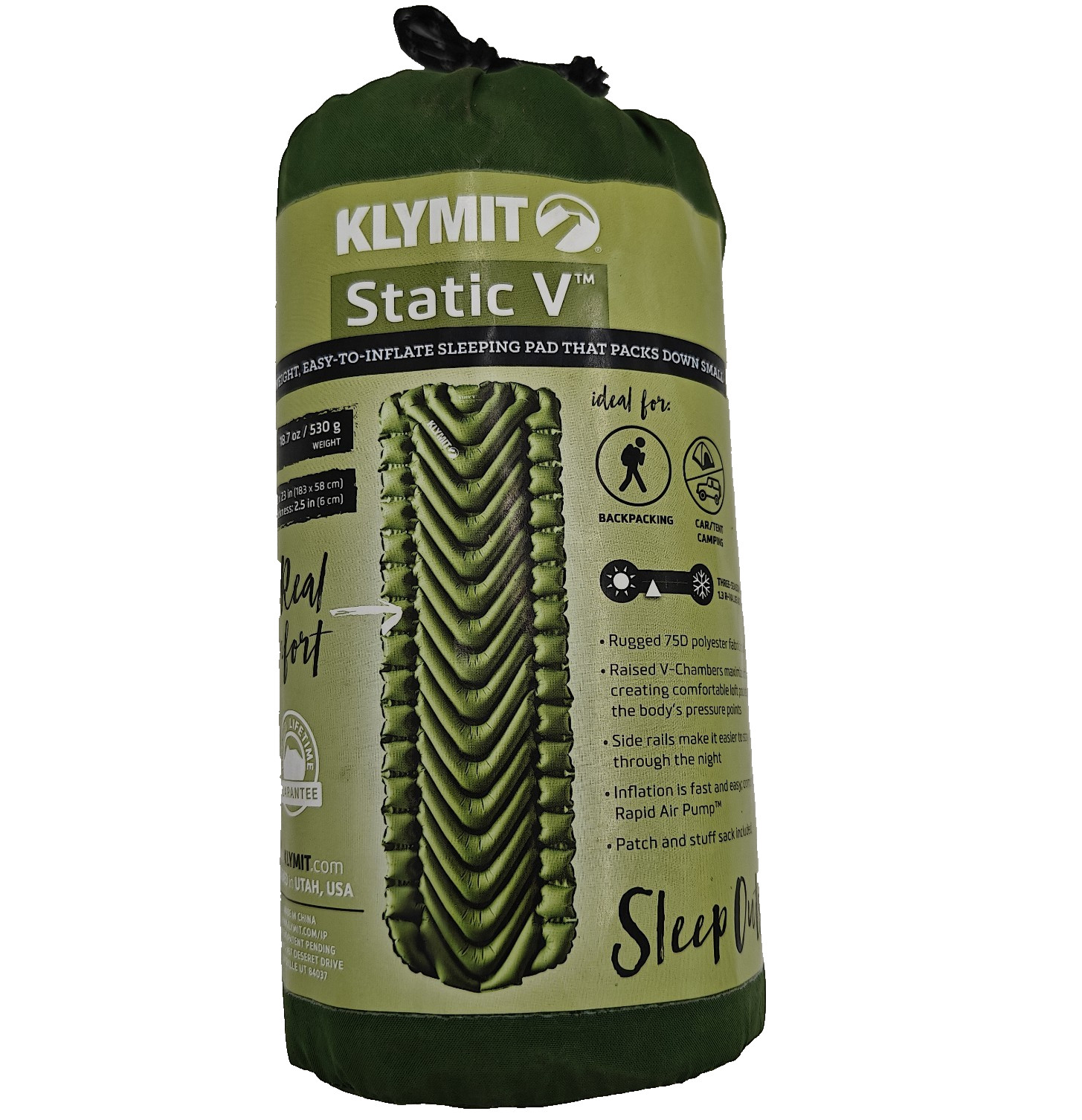 Klymit Static V Lightweight Sleeping Pad Green New NIB