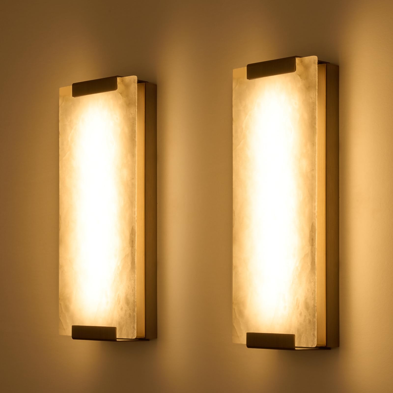 HOMLUCE 14.2in Alabaster Wall Sconces, 14.2"L x 5.1"W x 2.64"H, Bronze-2pcs