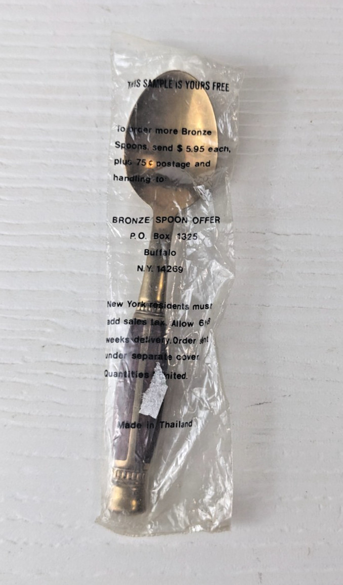 Vintage Mini Bronze Demi Advertising Sample Spoon • Thailand sealed packaging