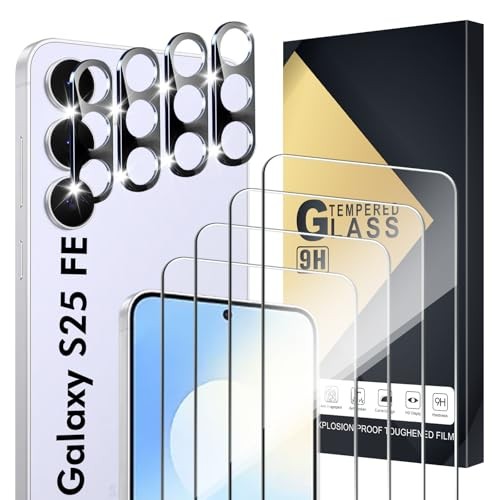 Screen Protector Compatible with Galaxy S25 FE 5G, [4+4 Pack] Camera Lens