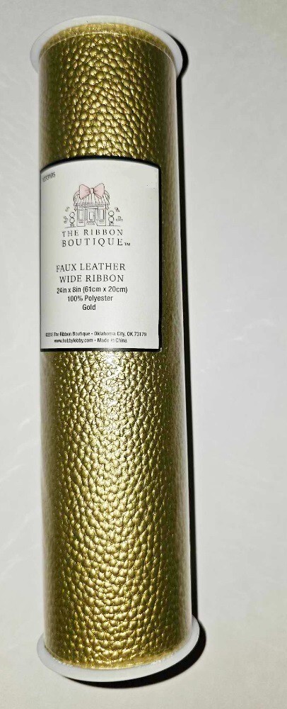 Gold Faux Leather Wide Ribbon 24 x 8" Ribbon Boutique #1233105 Crafts Earrings
