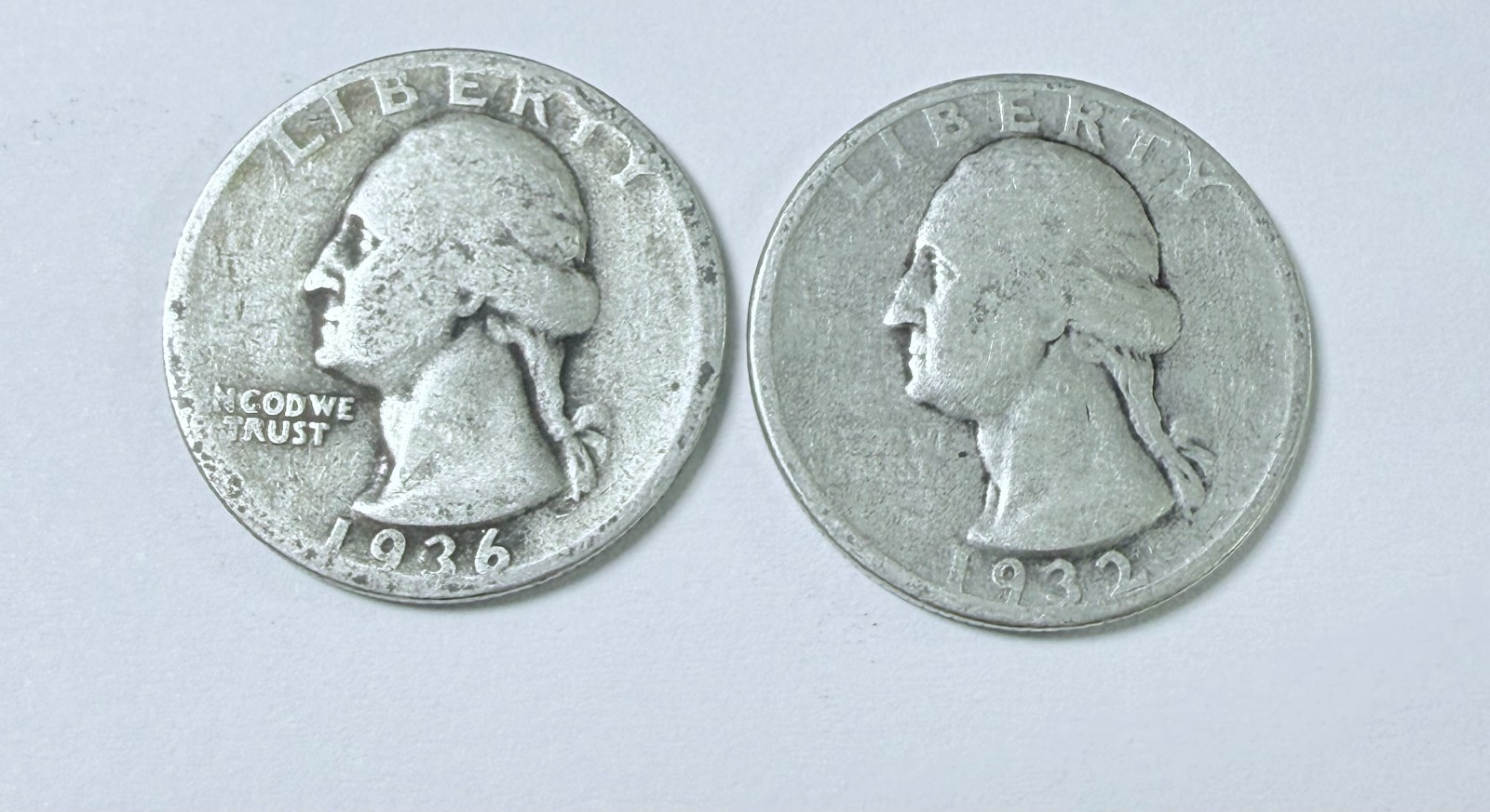 WASHINGTON SILVER QUARTERS  90% SILVER LOT OF 2, CIRCULATED COINS #10032