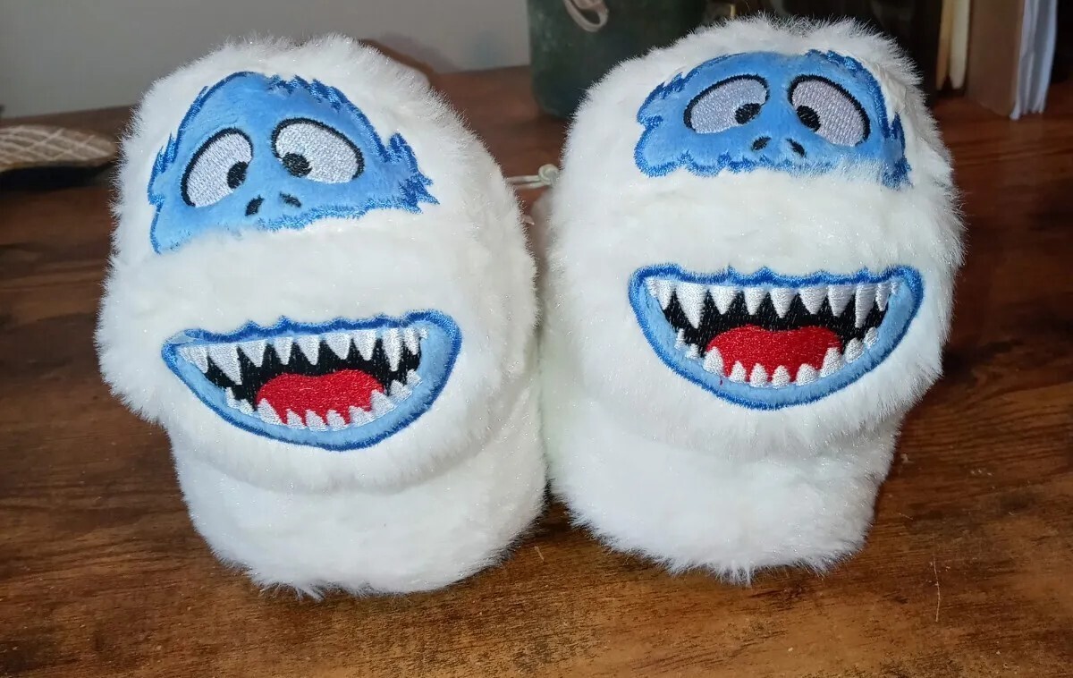 Rudolph size 4 toddler Red Nosed Reindeer Snowman Character White Kids Slippers