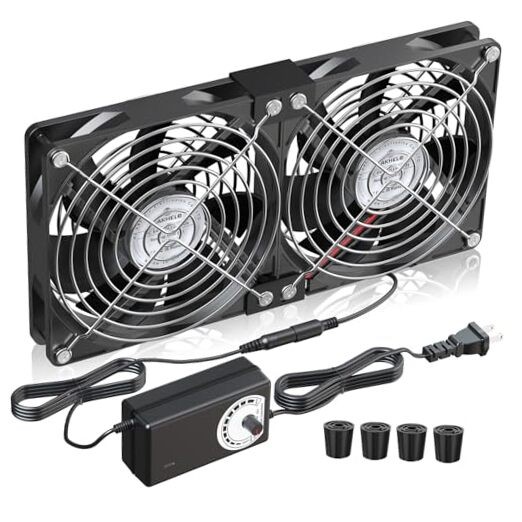 2 x 120mm 240mm Computer Fan with AC Plug 110V/220V to DC 12V Power 2x120mm