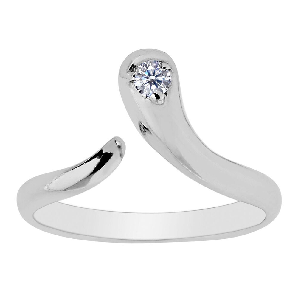 Simulated Diamond 14K White Gold Plated Adjustable Snake Shape Toe/Midi Ring