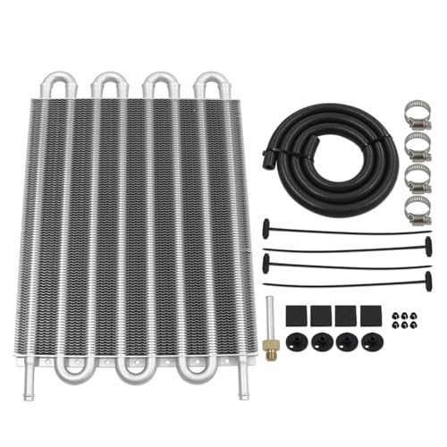 Universal Transmission Oil Cooler Kit,Aluminium alloy Tube and 8 Pass Silver