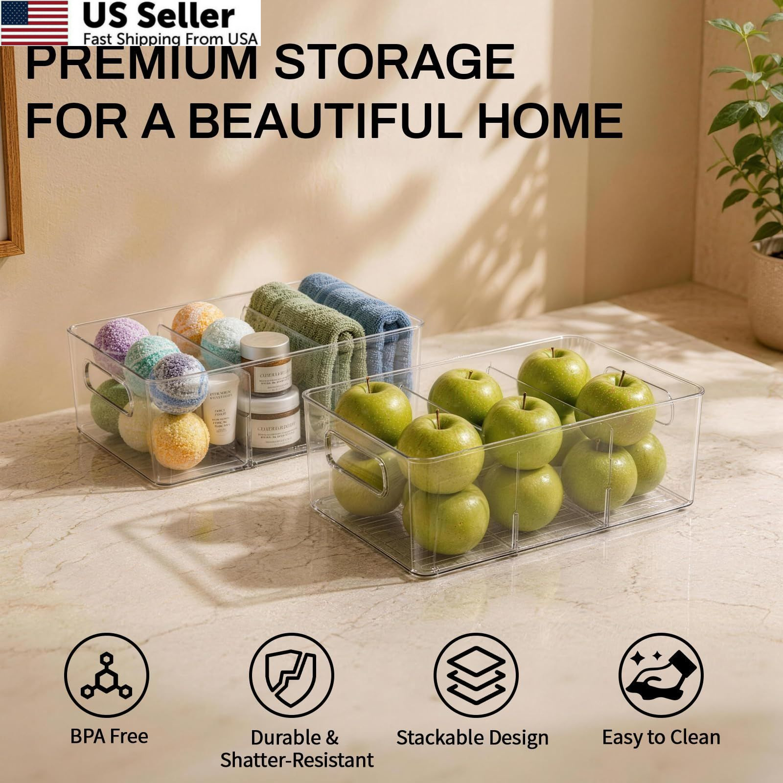 Mpotmiy 6 Pack Pantry Organizers and Storage,Clear Plastic Large, clear