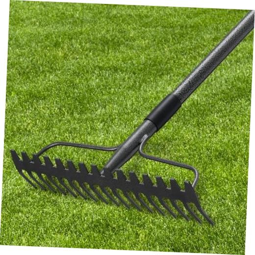 49'' Bow Rake ，17 Tines Metal Head Rakes with Stainless Steel 49inch