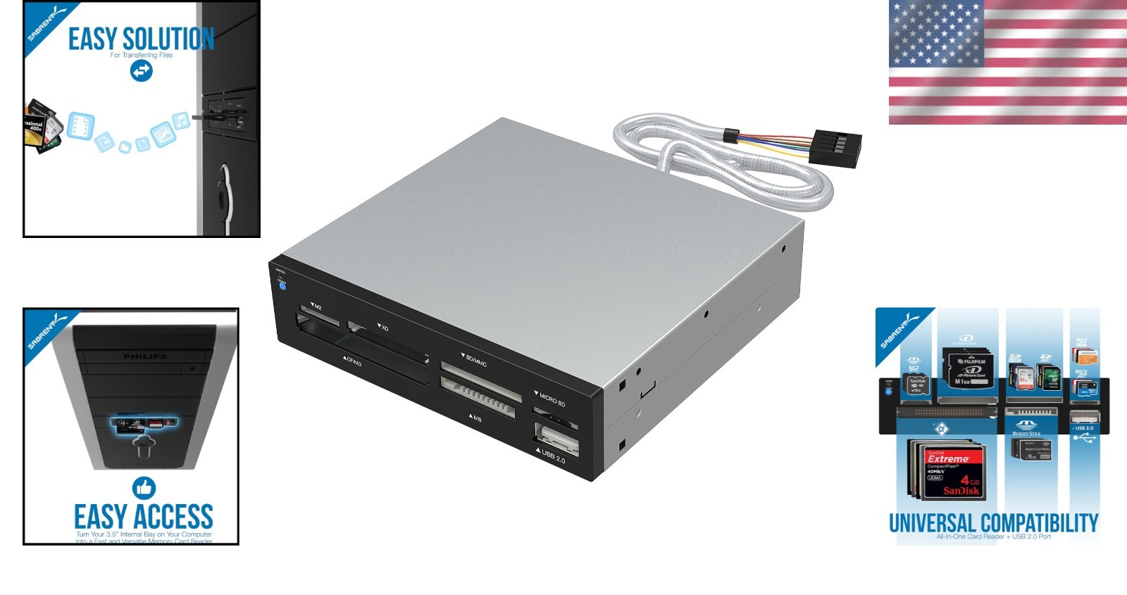 Stylish 74-in-1 Internal Card Reader with Fast Transfer for Windows/Mac Systems