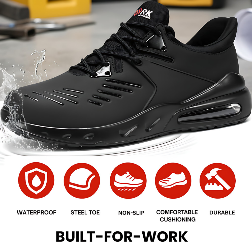 LARNMERN Steel Toe Work Shoes for Men Waterproof Non-Slip Safety Sneakers