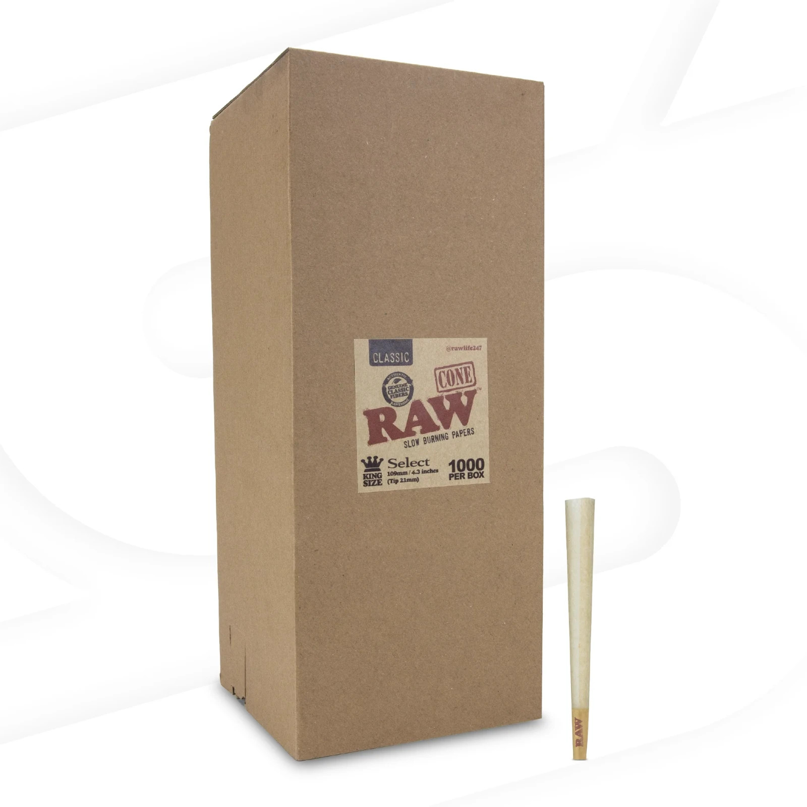 RAW Classic King Size Select | Bulk Box| 1000 Cones - Free Shipping USA