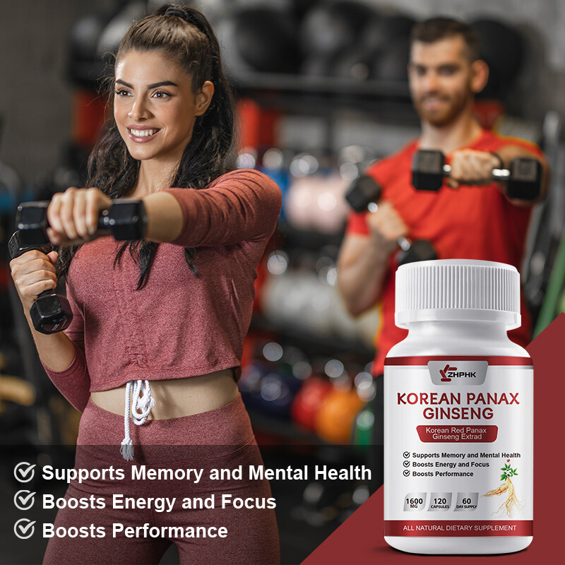Red Korean Panax Ginseng 1600mg 60 Capsules - Energy/Endurance/Memory/Sex Drive