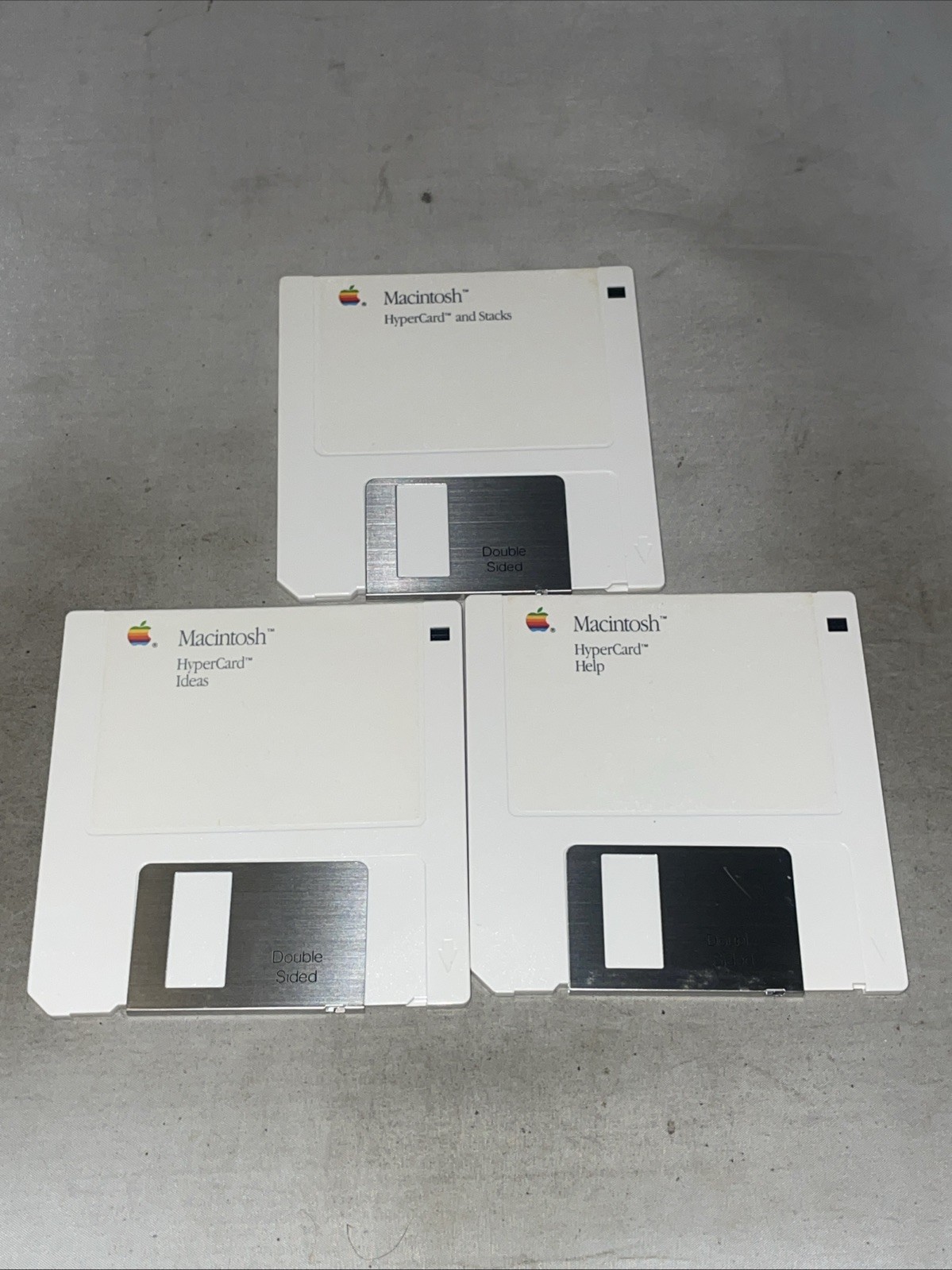 Lot of 3 Apple Macintosh HyperCard 3.5-inch Floppy Disks Hypercard Stacks Help