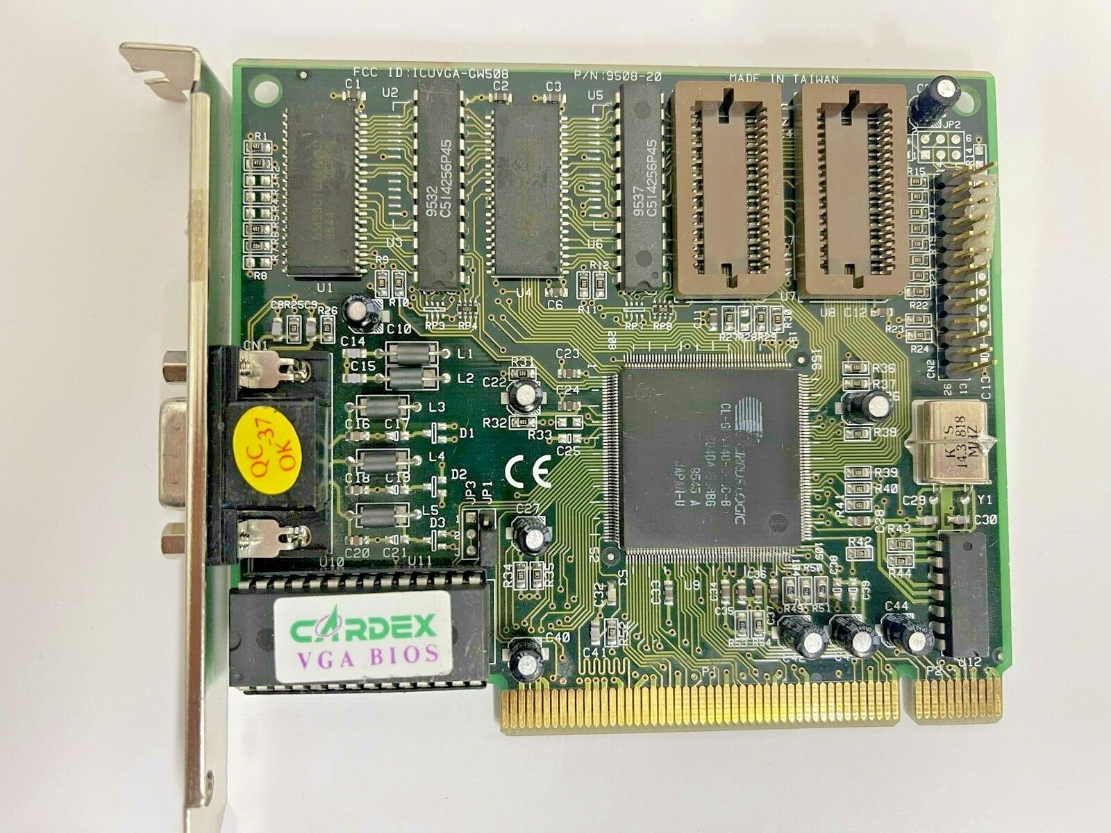 RARE VINTAGE CARDEX CIRRUS LOGIC PCI VGA CARD FCC ICUVGA-GW508 PN 9408-20 MXB32