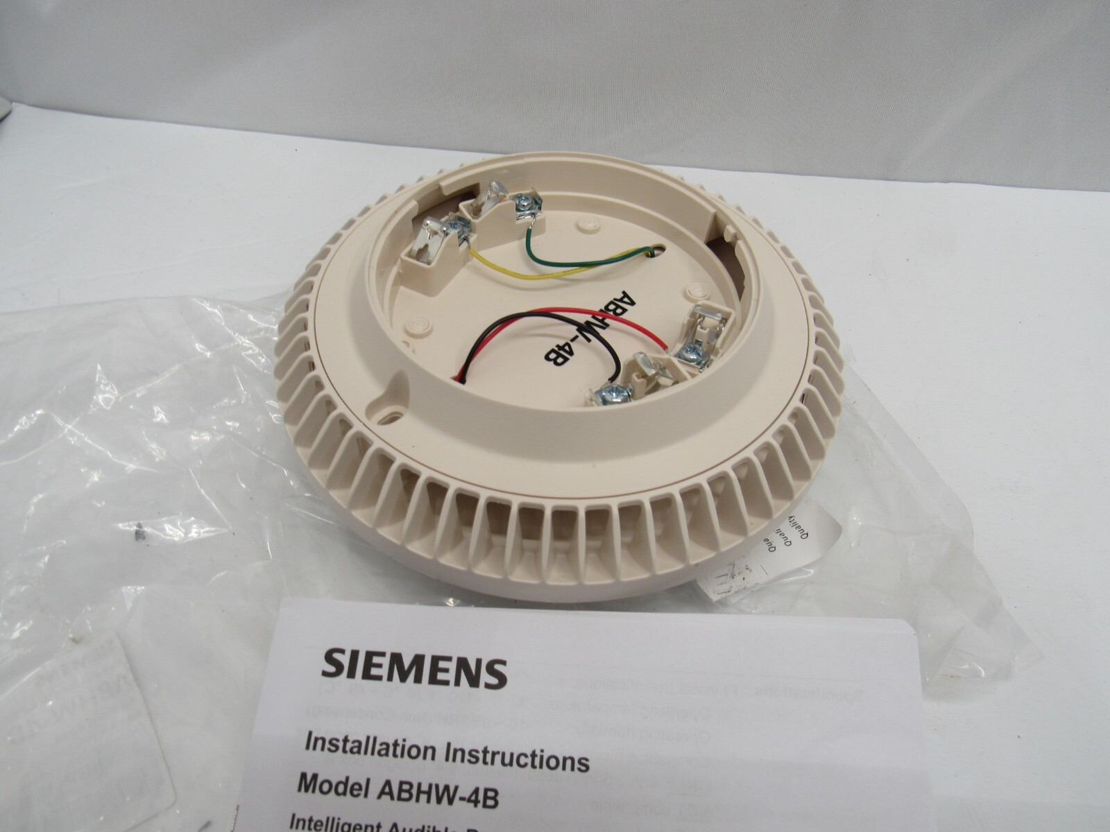 Siemens ABHW-4B Audible Base For Fire Alarm System S54320-F13-A1