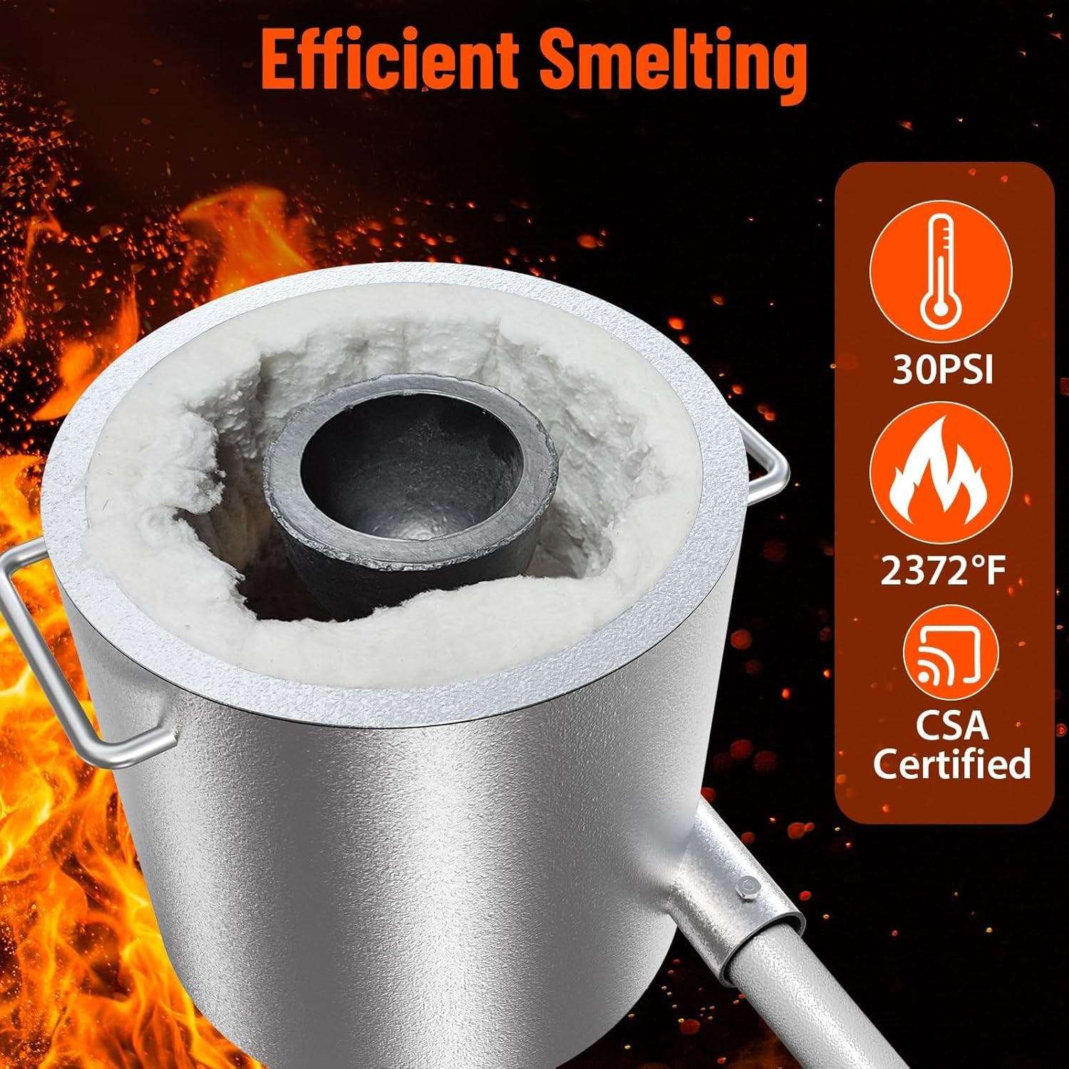 6KG Propan Melting Furnaces Kit w/ Crucible & Tongs Scrap Metal Forges 2700℉ US