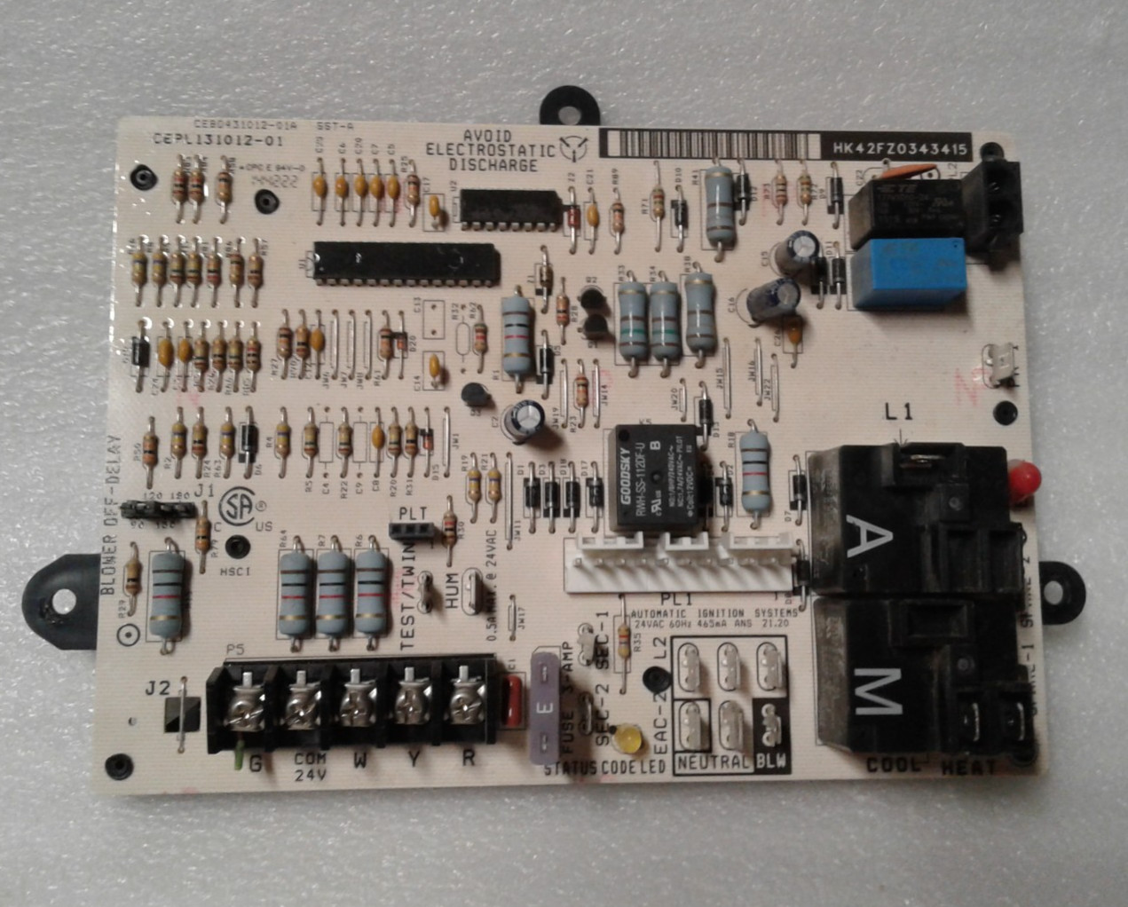 Carrier HK42FZ034 Furnace Control Board CEPL131012-01 CEBD431012-01A