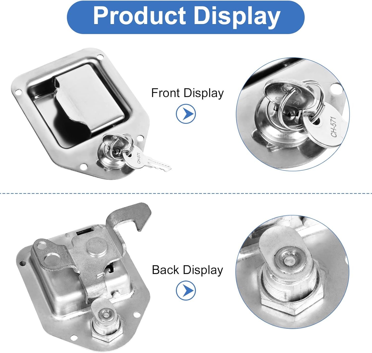 Truck Tool Box Lock Replacement, 1 Pack 1 - Random Key Code, Silver