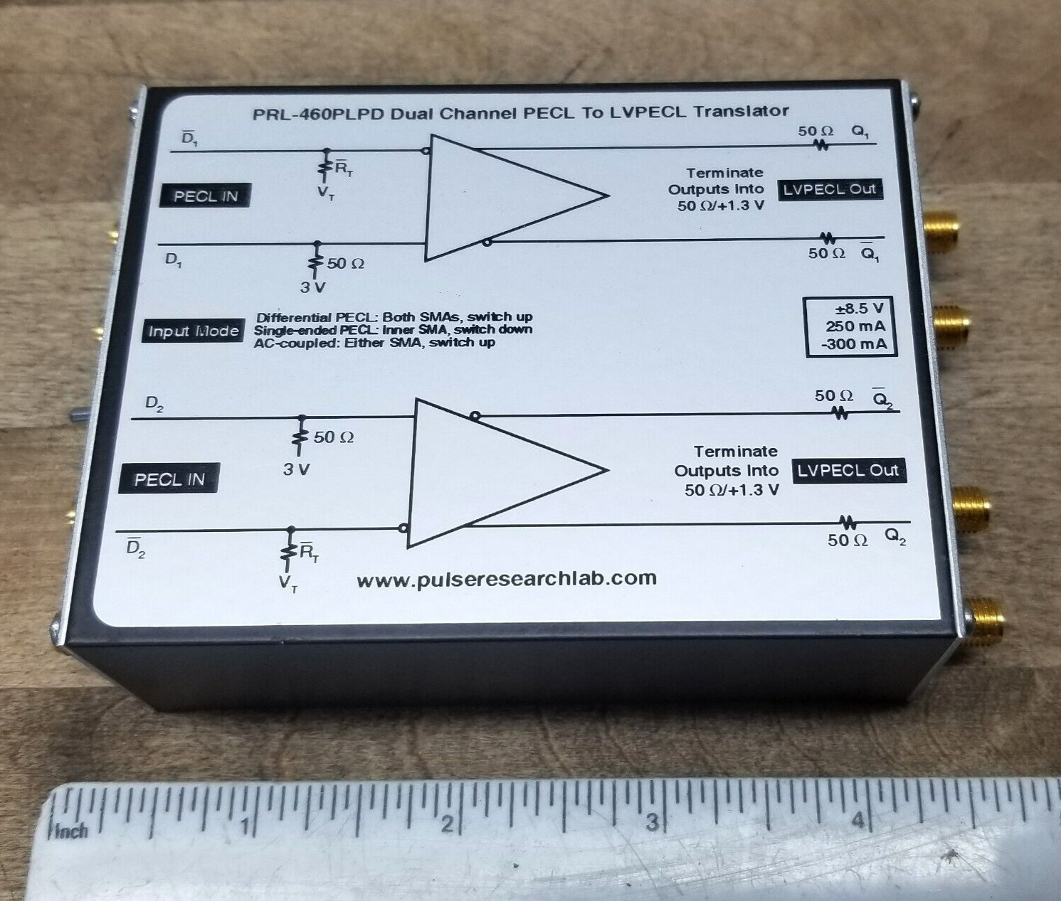 Pulse Research Lab PRL-460PLPD Dual Channel PECL to LVPECL Translator