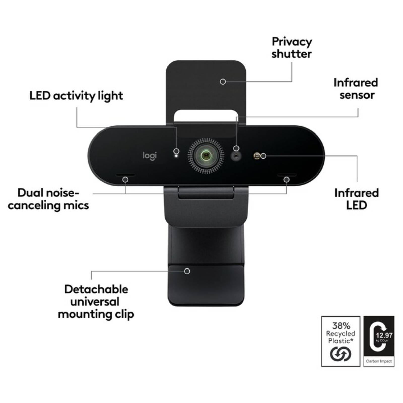 Logitech Brio 4K Webcam USB HD Pro Web Camera HDR Ultra Video for PC 960-001105