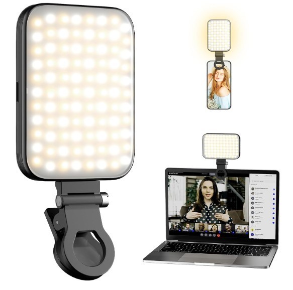 Rechargeable Selfie Light Clip-On LED – 3 Modes 10 Brightness for iPhone