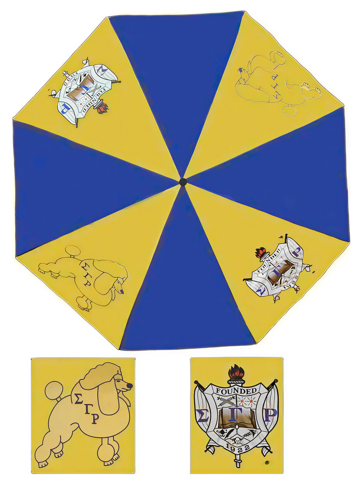 Sigma Gamma/&Gamma; Rho Wind Resistant Auto Open Jumbo Umbrella [Blue/Gold - ...