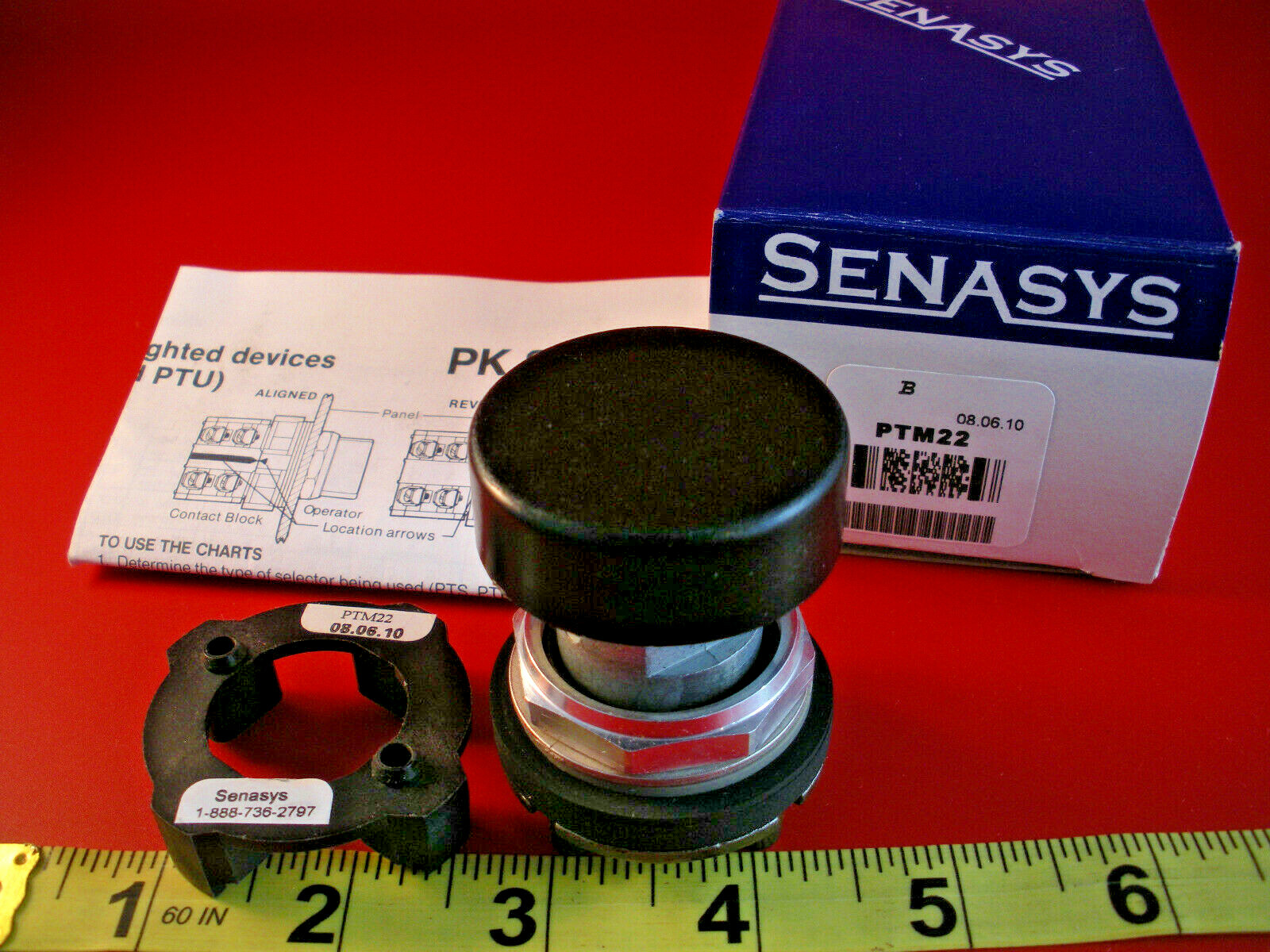 Senasys PTM22 Pushbutton Switch Operator PTM 22 Black Cap Nib New