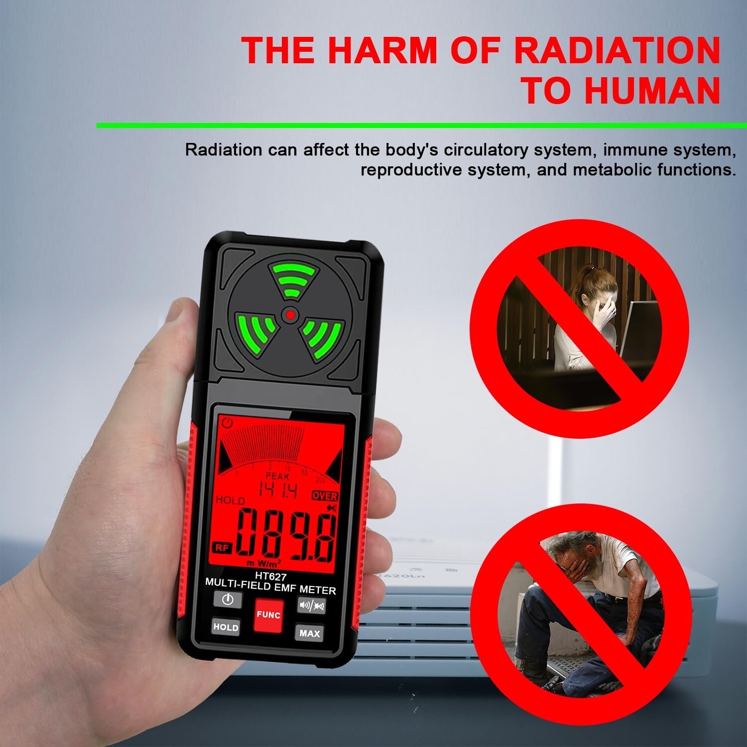 3 in 1 EMF Detector, High Precision EMF Meter, RF EF MF EMF Reader, Home Office