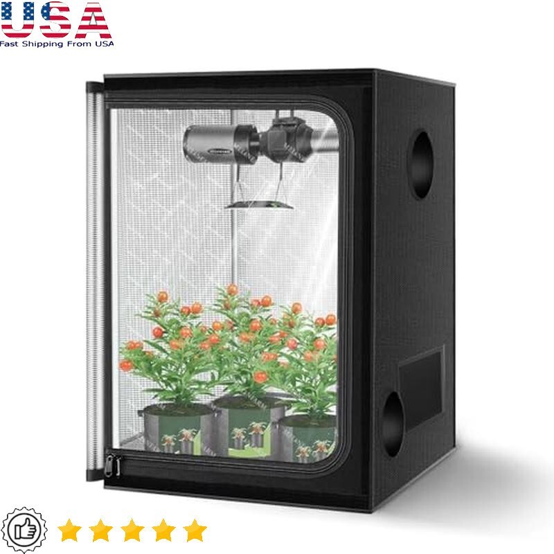 Indoor Grow Tent 2x2 Hydroponics Reflective Mylar Double Viewing Door Easy Setup