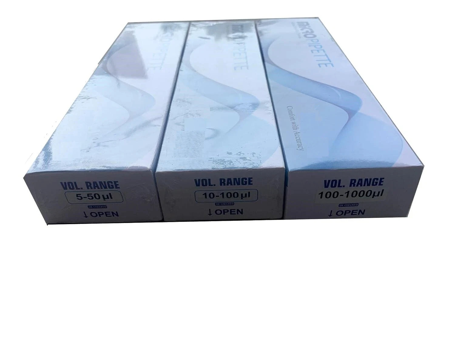 Set of 3 Micropipette Variable Volume 5-50Ul,10-100Ul,100-1000Ul Total 3
