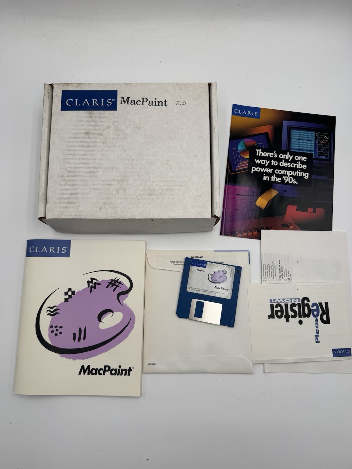 CLARIS MacPaint Macintosh Software + Manuals 1992