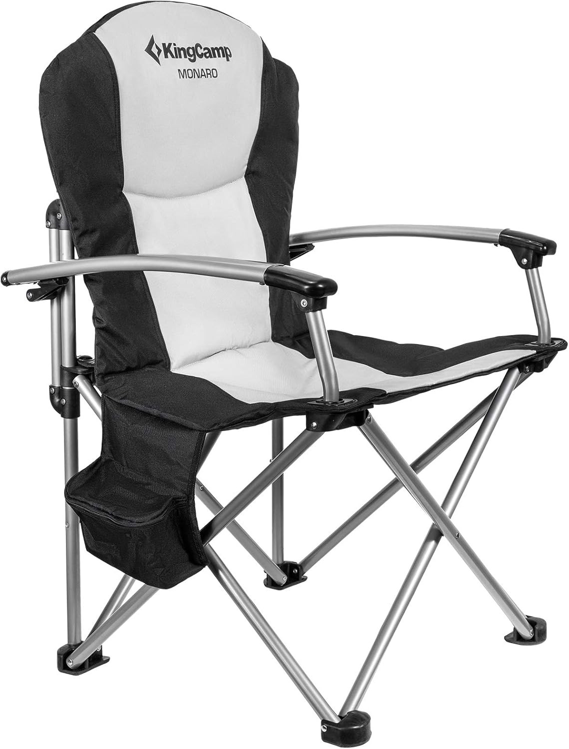 Folding Portable Camping Chairs Oversized Padded Quad Arm Chair with Cooler Bag,