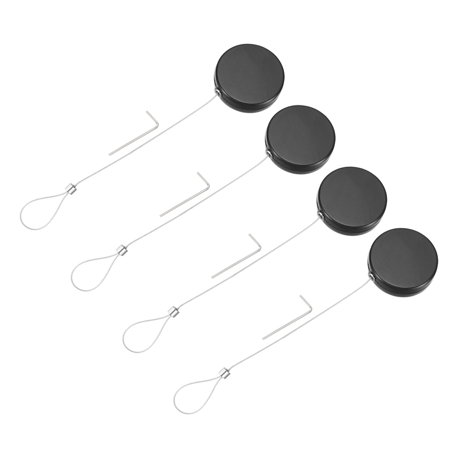 4PCS 3.3ft Retractable Cable Security Lock with Latch Wrench 150 g Black