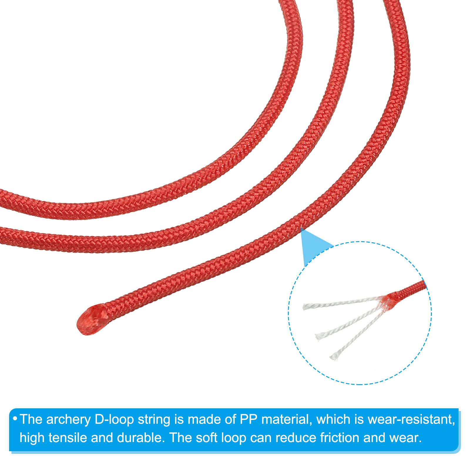 Archery D Loop Rope 3.3 FT, Bow String Release Nock Wire Nocking Loop, Red