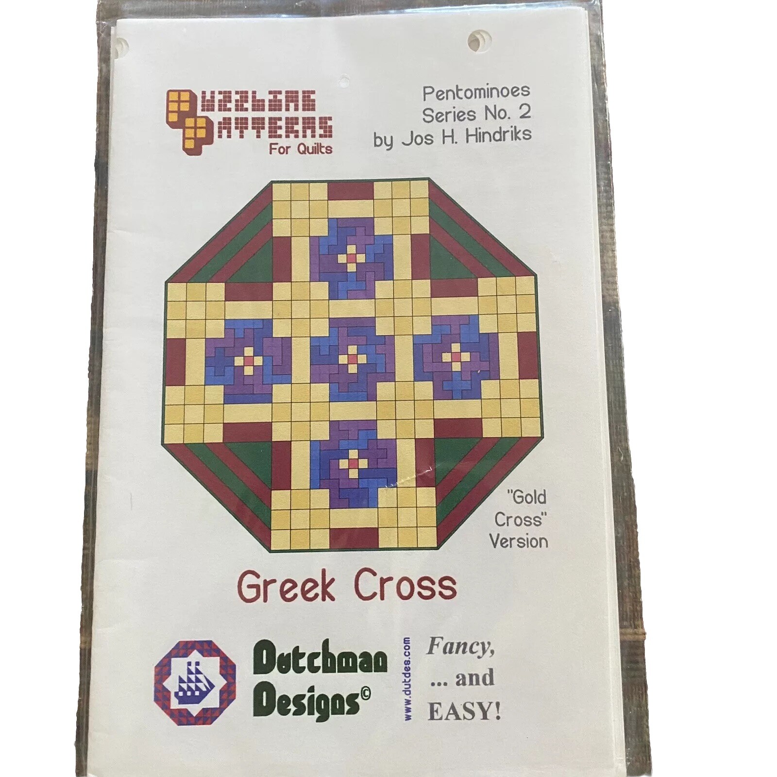 Dutchman Designs puzzling patterns for quilts  By Jos H Hindriks “Greek Cross”