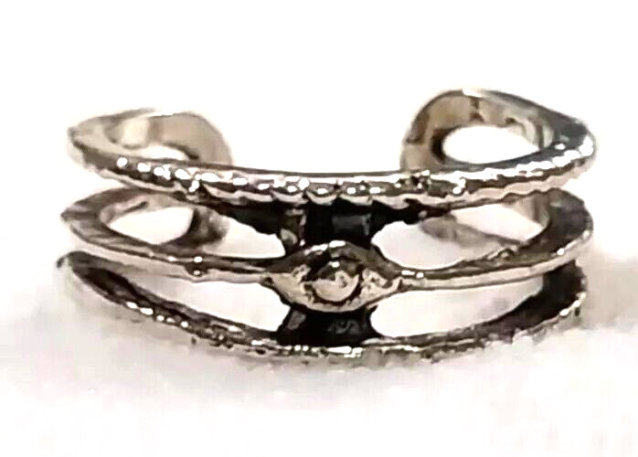 Silver Toe Ring or Mid Ring 3 LAYER