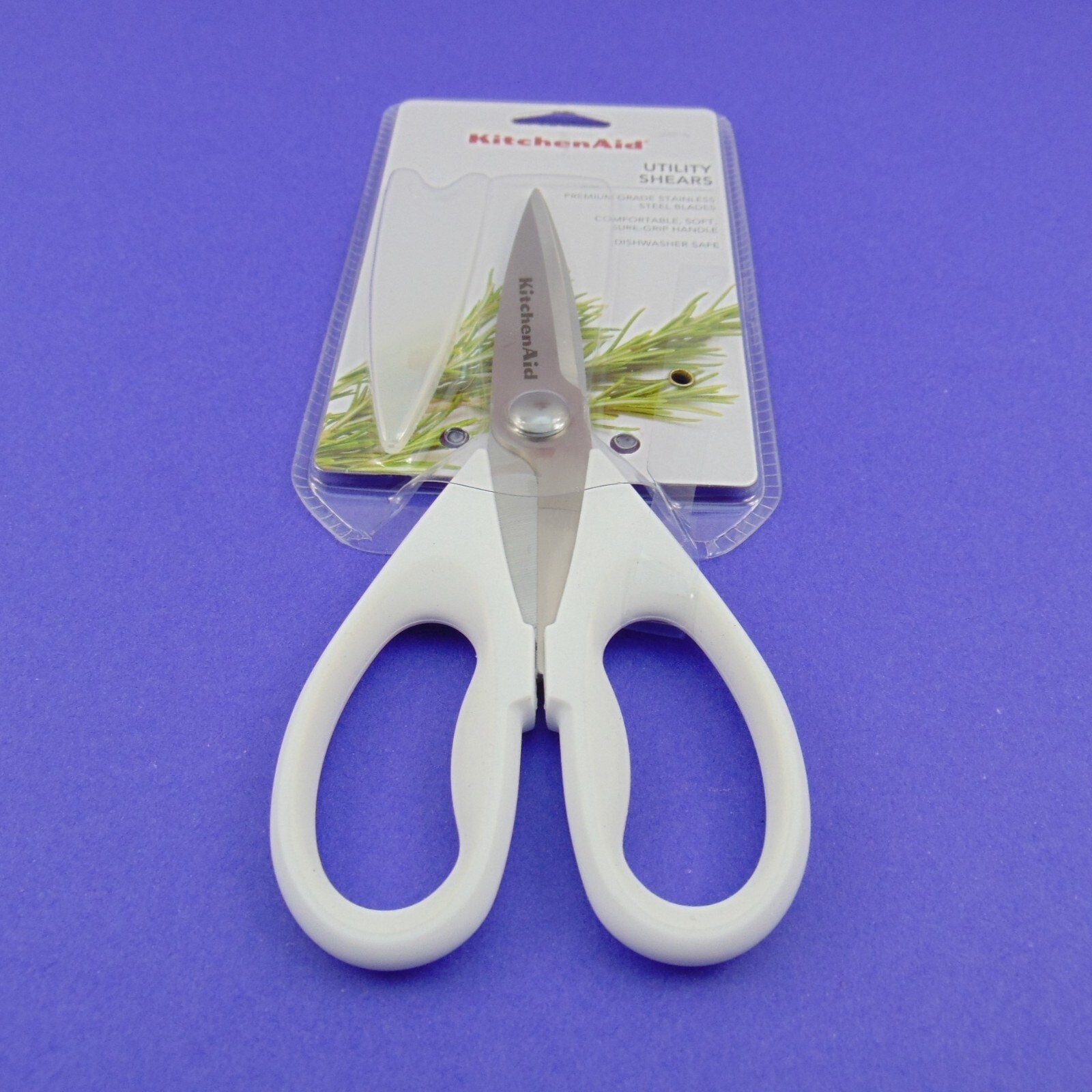 KitchenAid Utility Kitchen Shears Scissors White Handle Stainless Steel Blades