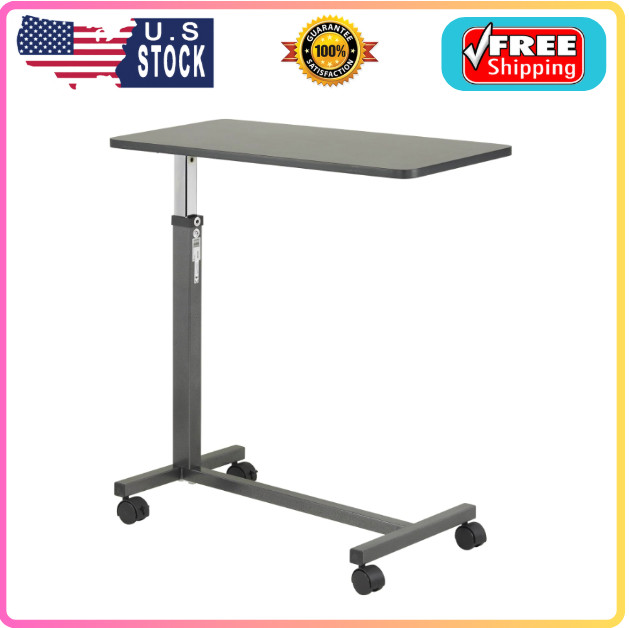 Non Tilt Overbed Table Rolling Adjustable Medical Food Tray Hospital Laptop Desk