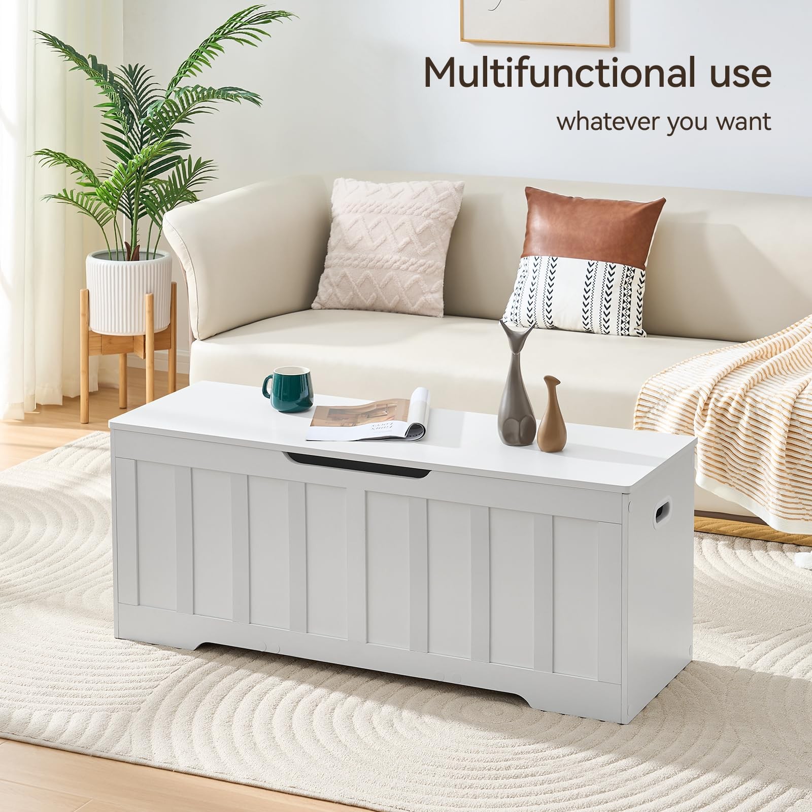 Vankiley 47.2 Storage Chest Extra Largestorage Trunk 2 Safety Hingeswooden