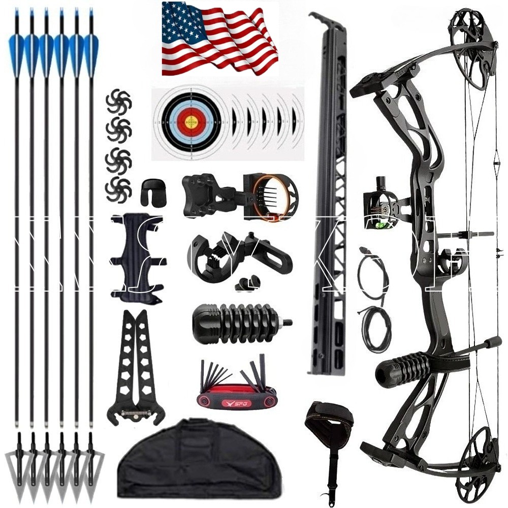 Compound Bow Adjustable 0-70lbs Archery 320FPS Arrows  Arm Guard Kit Hunting