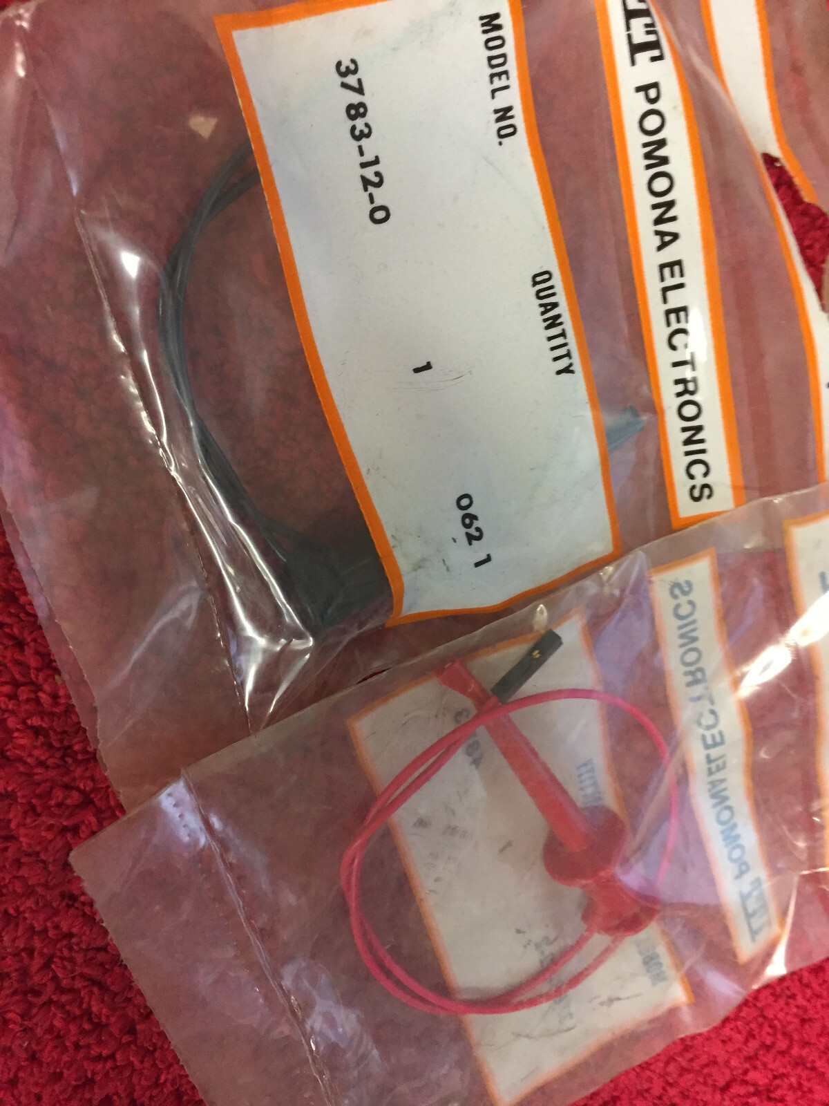 3783-12-0 and 3783-12-2 POMONA 		 TEST LEAD PIN TO GRABBER 12" red and black
