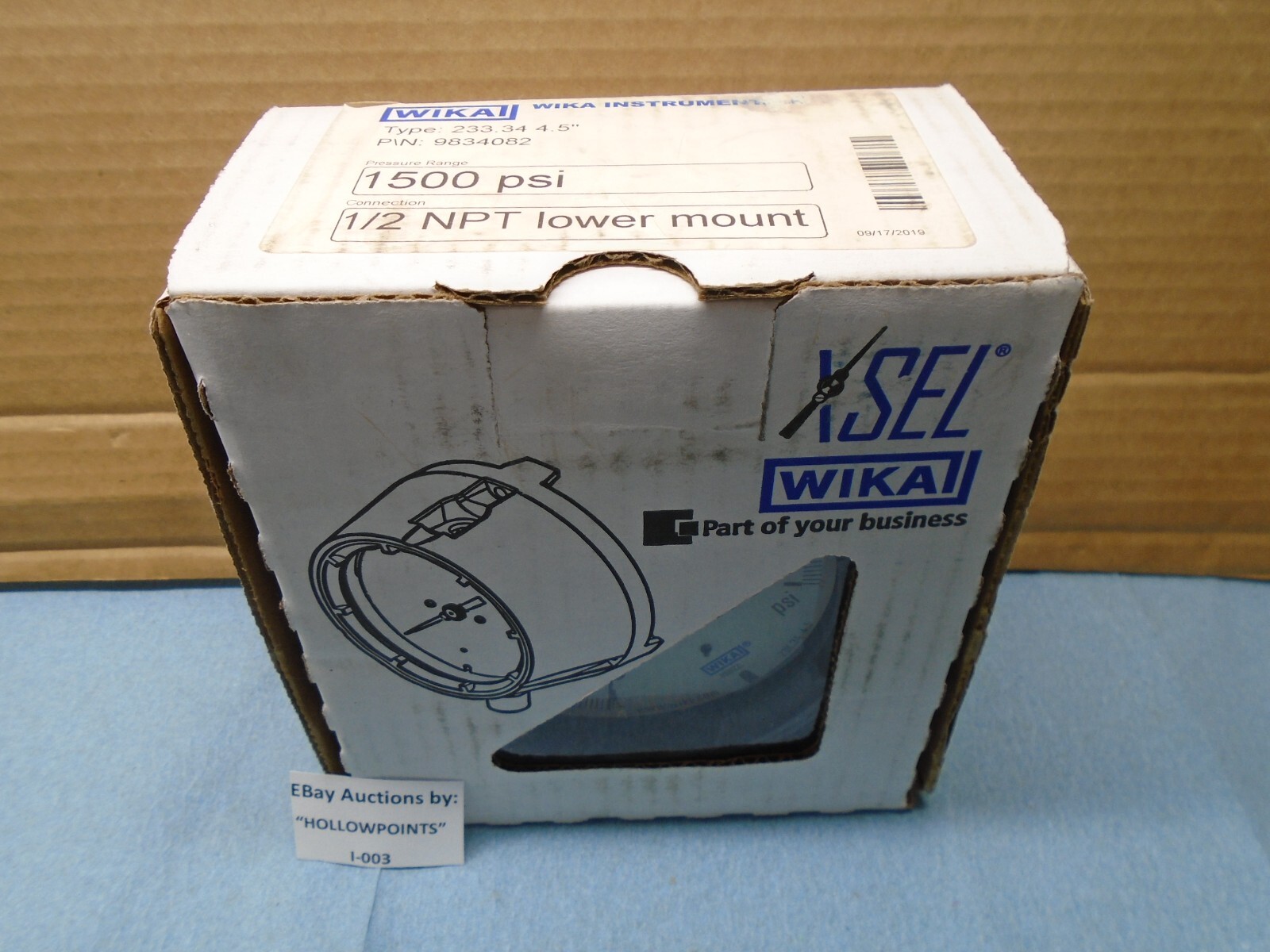 WIKA NEW 9834082 XSEL Pressure Gauge 233.34 4.5" 1/2 NPT 316 SS 0-1500PSI  I003