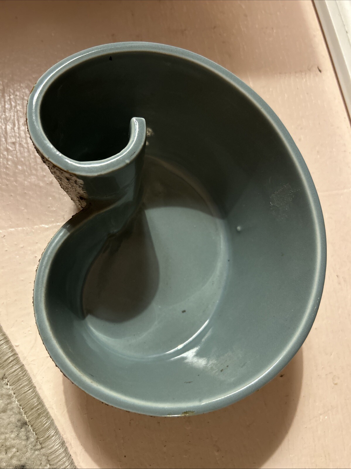 Vintage Art Deco Planter Flower Pot Curved Pottery Stucco Boomerang Bowl Dish￼￼