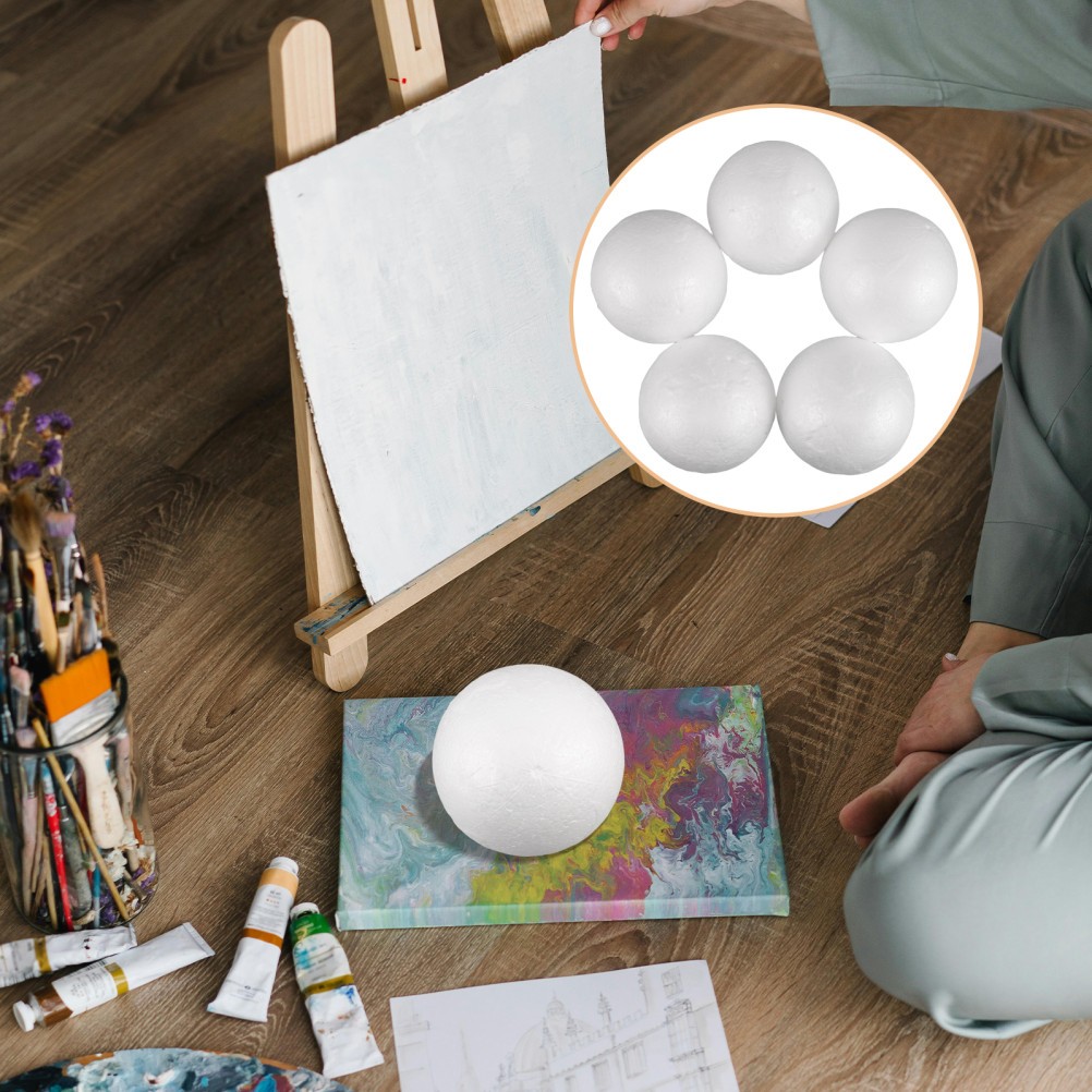 5Pcs Blank Earth Globes for Painting Smooth White Foam Sphere Craft Supplies