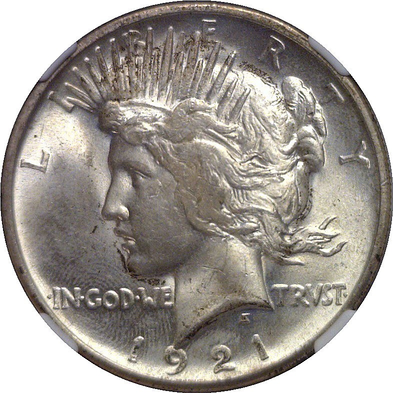 1921 Peace Dollar NGC MS-64+ CAC